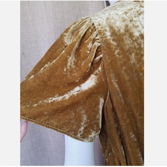 Anthropologie Gold Velvet Maxi Dress - Picture 6 of 11